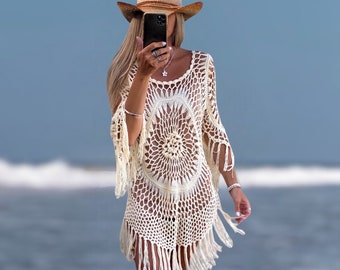 Robe bohème au crochet, Vêtements d'été, Vêtements de plage, Haut au crochet