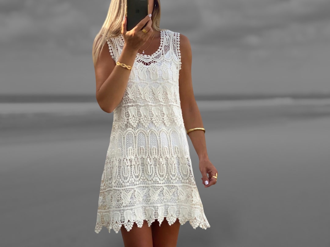 Off-Shoulder Spitzenkleid mit weitem Schnitt – Boho-Chic trifft Eleganz main image 1