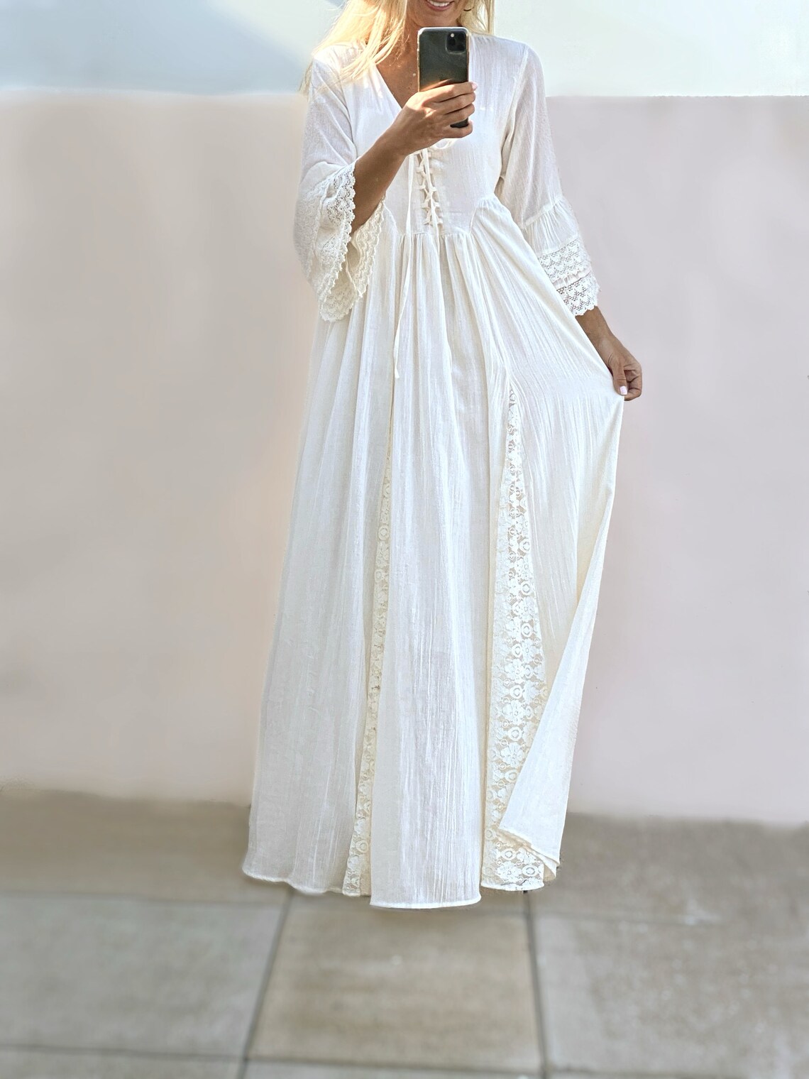 GOLDIE Boho Wedding Dress Natural Cotton Maxi Dress | Etsy
