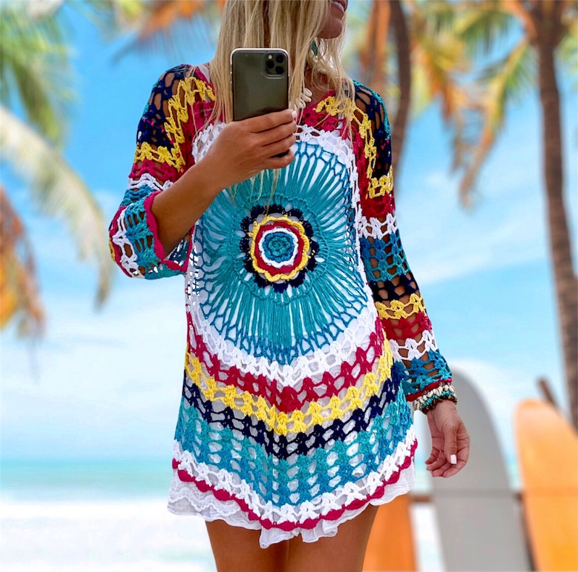 Vintage Boho Sweater Beachwear for Women Colorful Beach | Etsy Vintage Boho Sweater Beachwear for Women Colorful Beach | Etsy