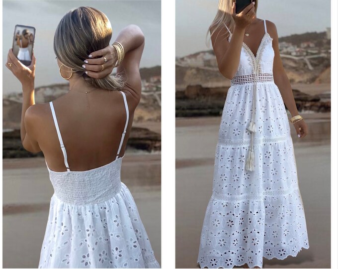 Maxi Boho Dress, Boho White Dress, Boho Dress, Beach Wedding Dress Etsy