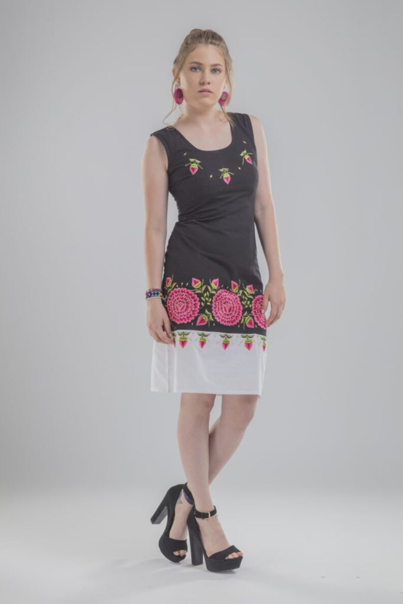 Gorgeous and versatile, Sleeveless and with a length up to the knee Mar\u00eda Luisa Dress Embroidered mexican dress made by Mayan artisans
