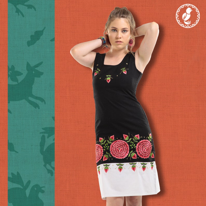 Gorgeous and versatile, Sleeveless and with a length up to the knee Mar\u00eda Luisa Dress Embroidered mexican dress made by Mayan artisans