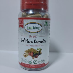 Capsule vegetali di maca rossa biologica dal Perù