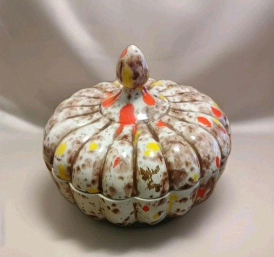 Splatter Pattern Pottery 1970s Mid-century Modern Ceramic Splatter Pottery With Lid Orange Brown ...