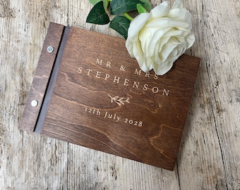 Wedding Guest Book Wooden Walnut Scrapbook Album A4 or A5