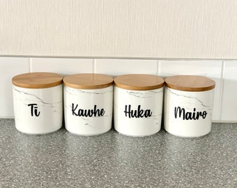 Te Reo Maori - Tea, Coffee, Sugar, Milo | Container Decals