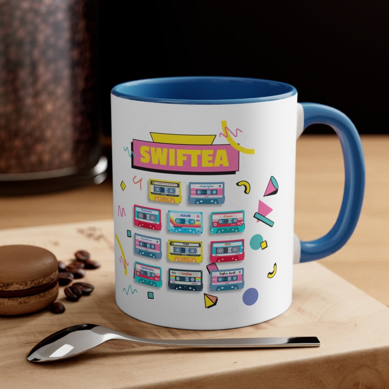 Swiftea Coffee/Tea Mug Ships from USA The Tortured Poets Department TTPD, Swiftee gift daughter girl woman millennial Eras Tour retro Blue