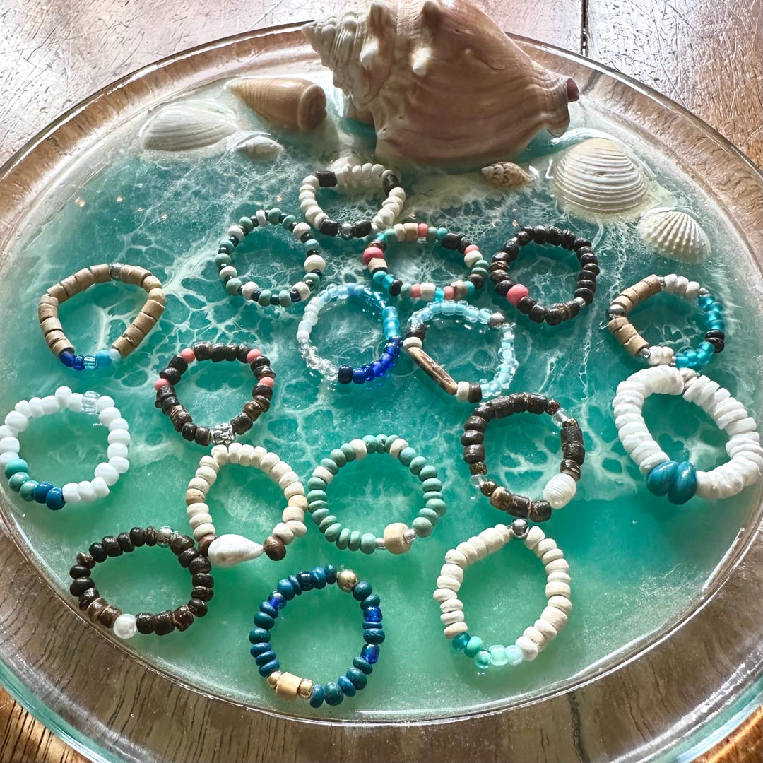 Beaded Beach Rings Beachy Sustsinable - Etsy