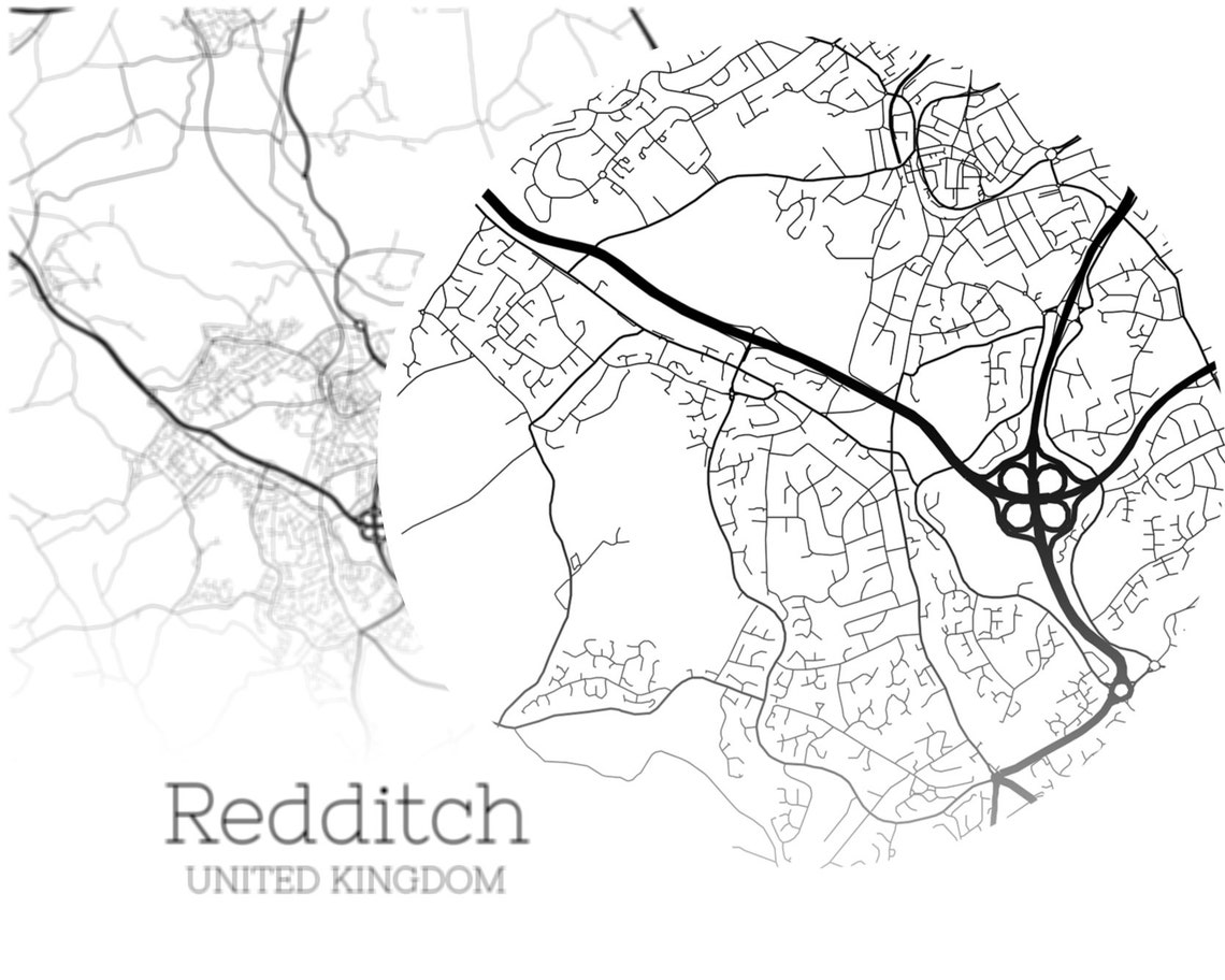 Redditch Map INSTANT DOWNLOAD Redditch United Kingdom City Etsy