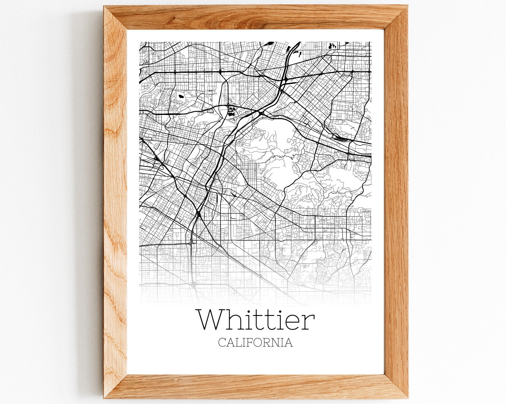 Whittier City Print Poster Custom city map Whittier College Personalized Wedding Map Art Gift For Couple Whittier California Map