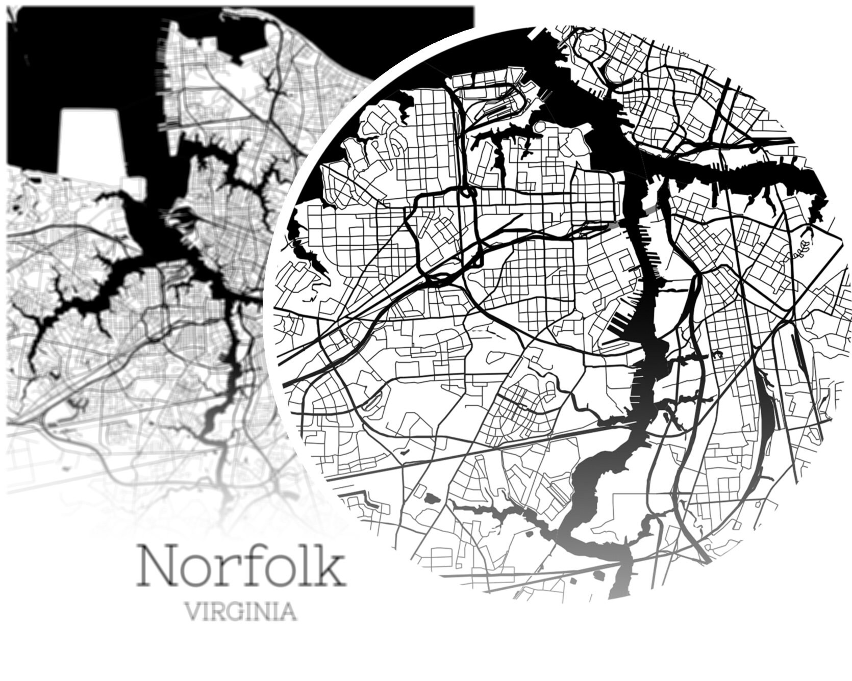 Mapa de Norfolk INSTANT DOWNLOAD Norfolk Virginia City Map | Etsy