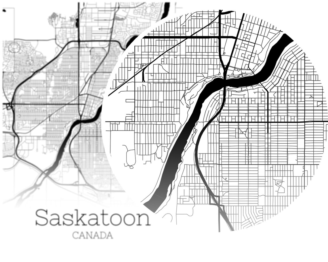Saskatoon Map INSTANT DOWNLOAD Saskatoon Canada City Map Etsy