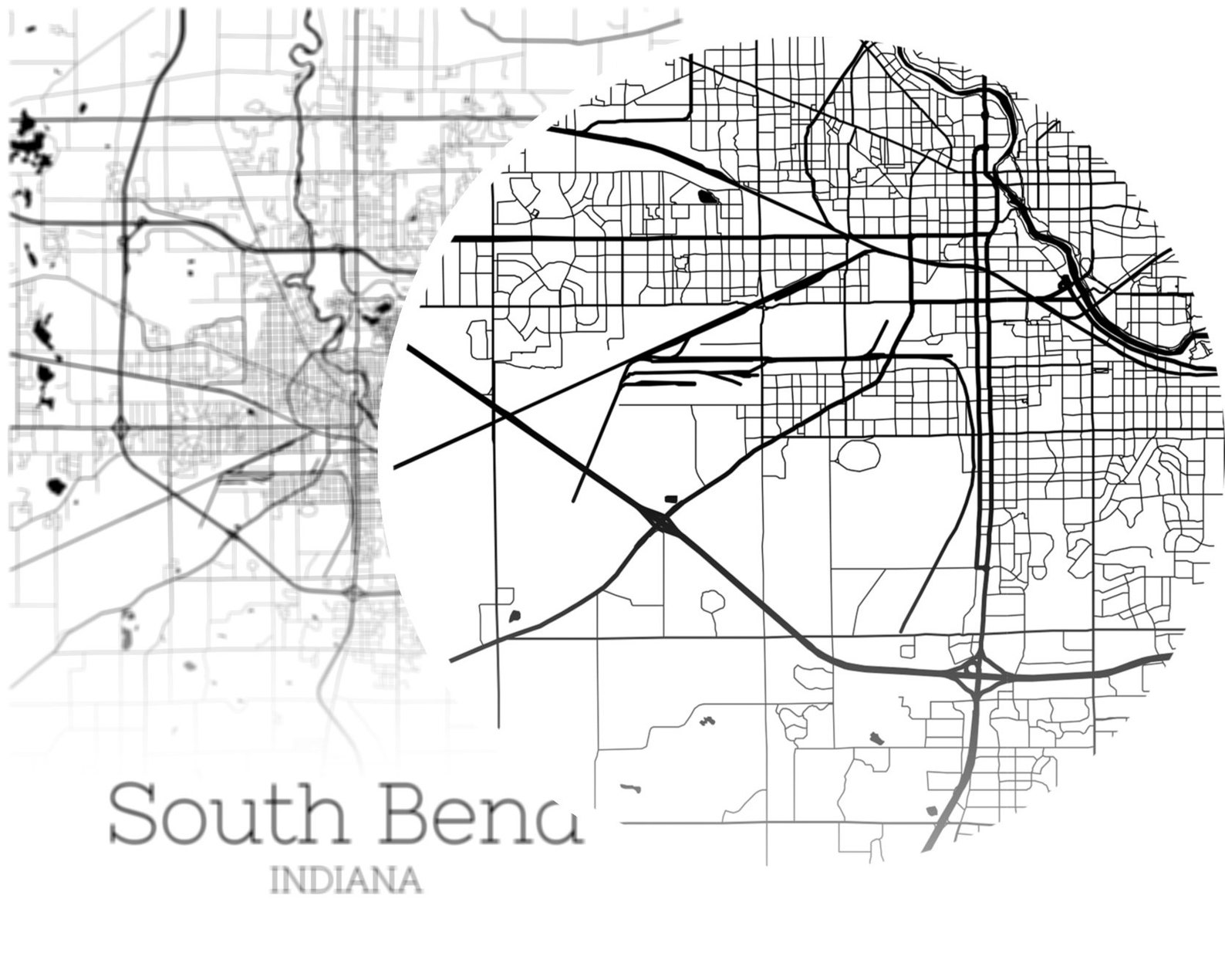 South Bend Map INSTANT DOWNLOAD South Bend Indiana City Map | Etsy