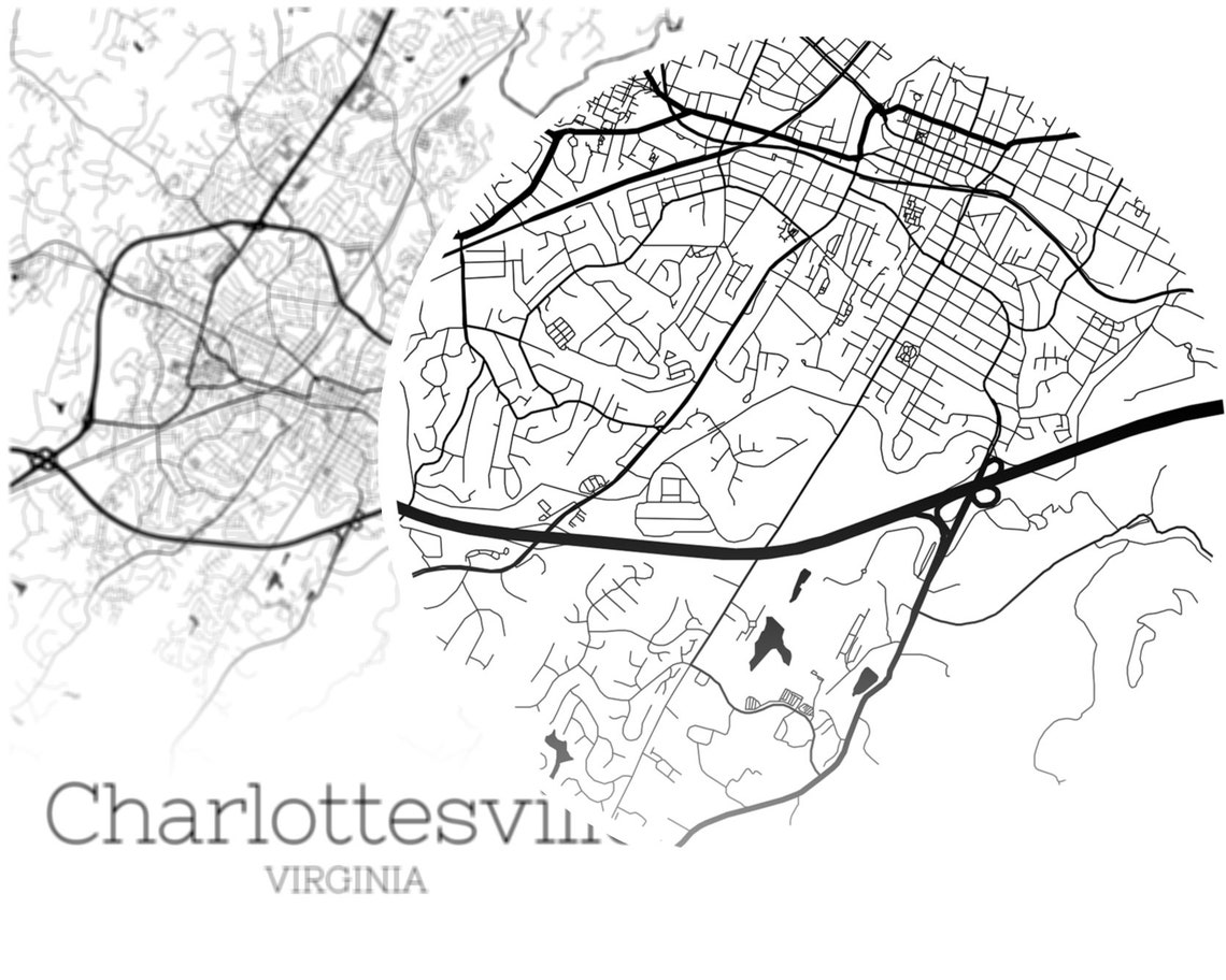 Charlottesville Map INSTANT DOWNLOAD Charlottesville Virginia Etsy