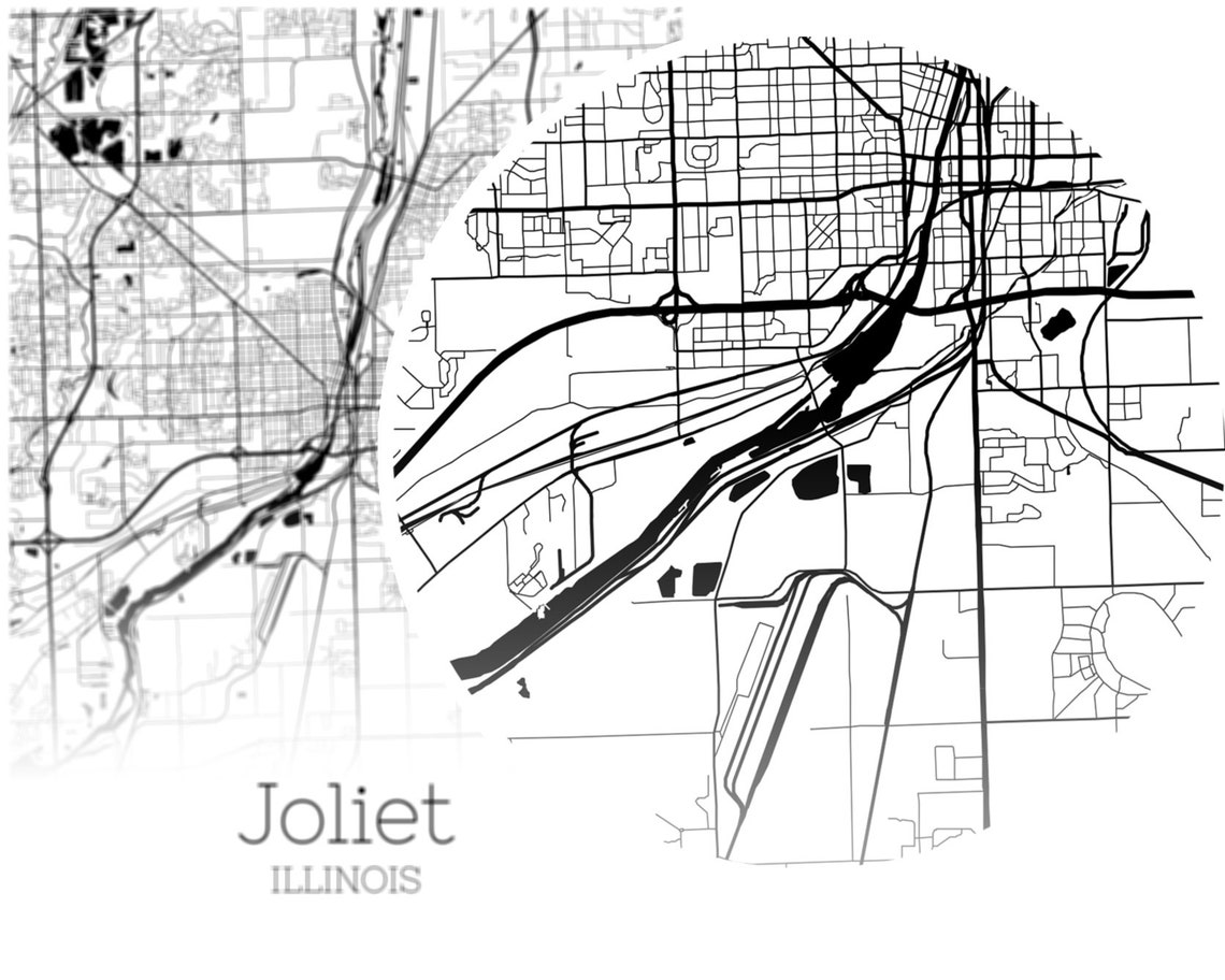 Joliet Map INSTANT DOWNLOAD Joliet Illinois City Map Etsy