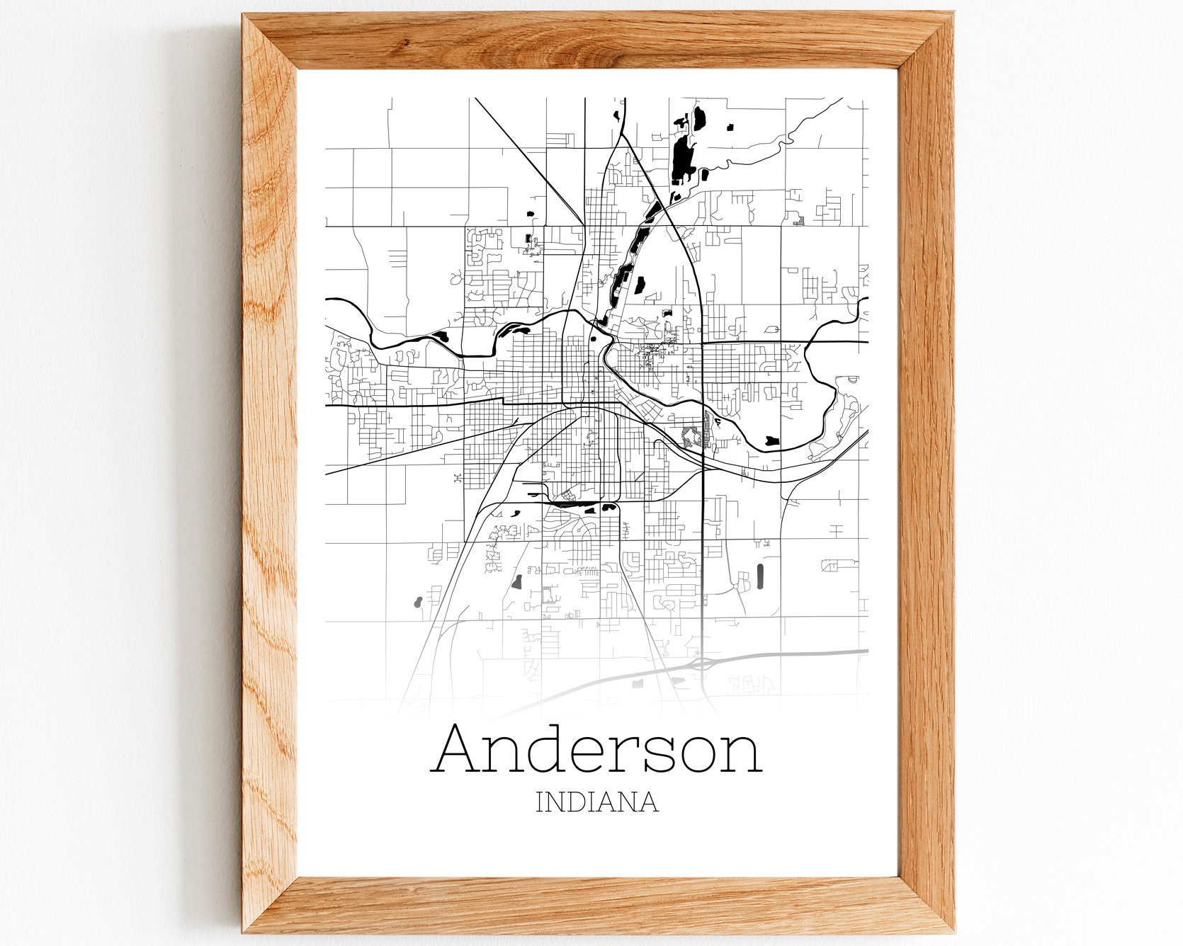 Anderson Map INSTANT DOWNLOAD Anderson Indiana City Map Etsy