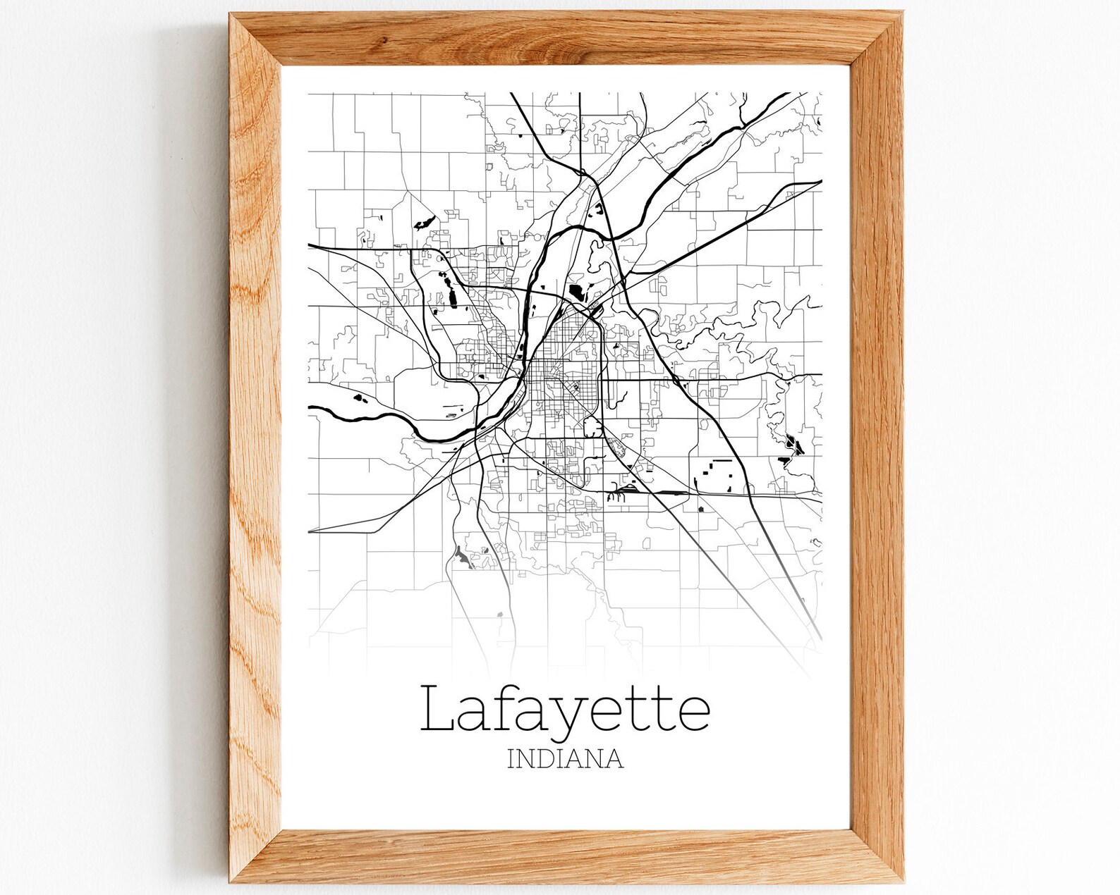 Lafayette Map INSTANT DOWNLOAD Lafayette Indiana City Map | Etsy