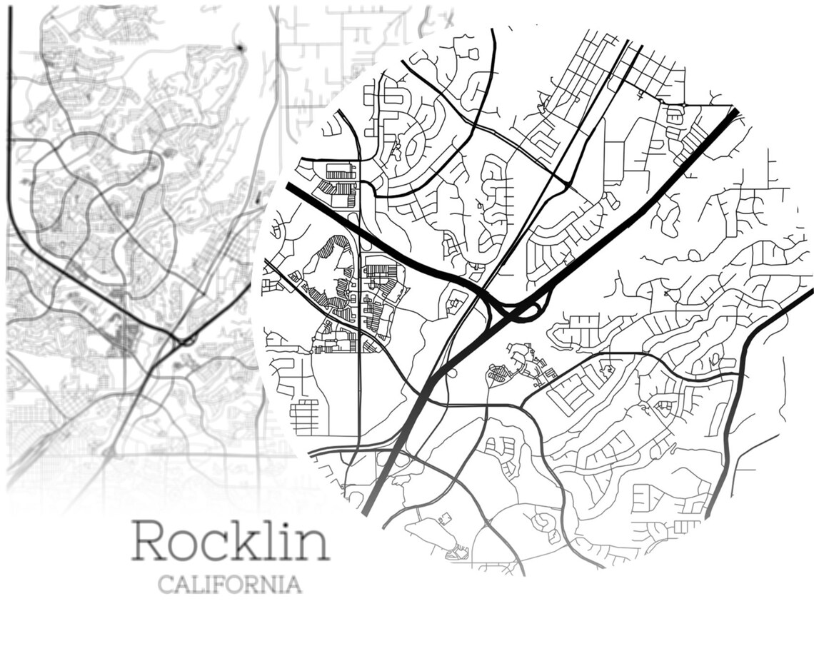 Rocklin Map INSTANT DOWNLOAD Rocklin California City Map Etsy