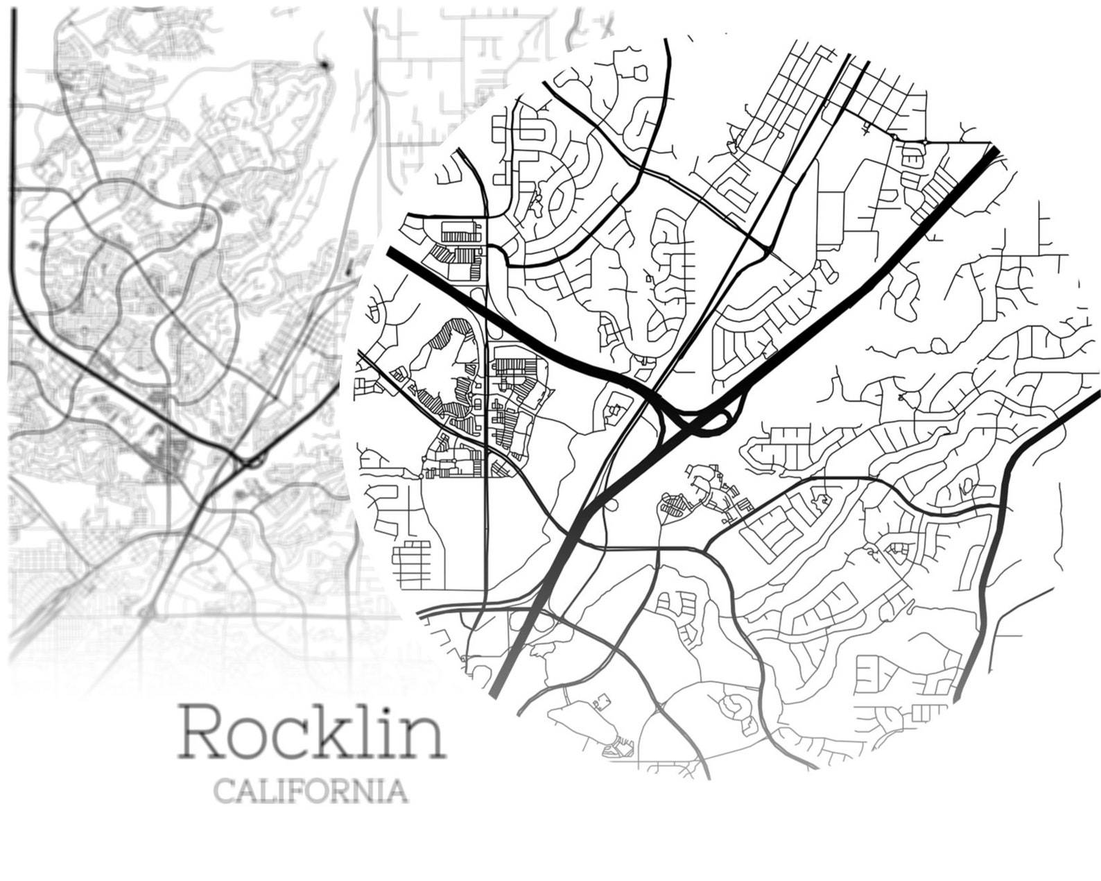 Rocklin California Wall Map Premium Style By Marketma vrogue.co