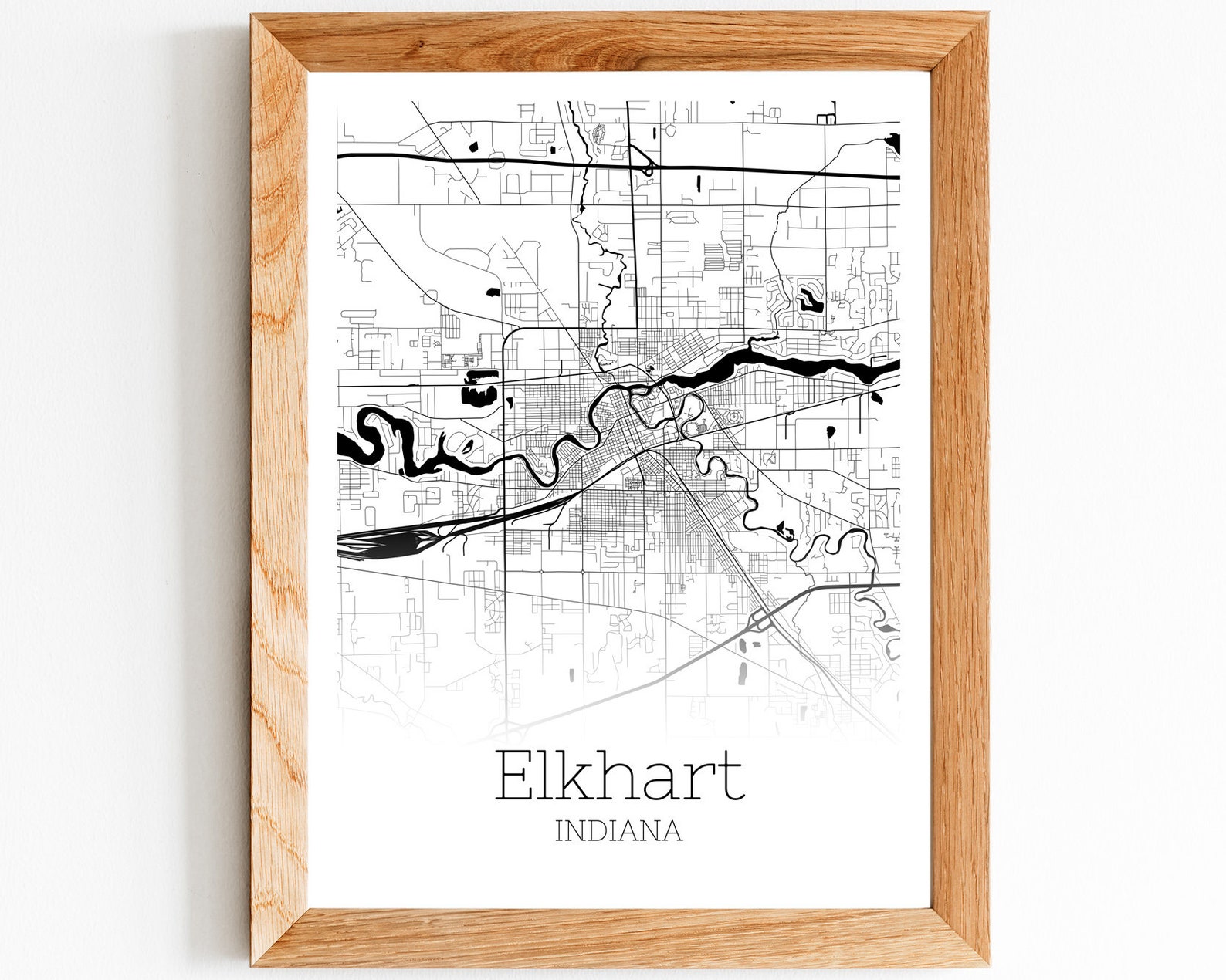 Elkhart Map INSTANT DOWNLOAD Elkhart Indiana City Map Etsy