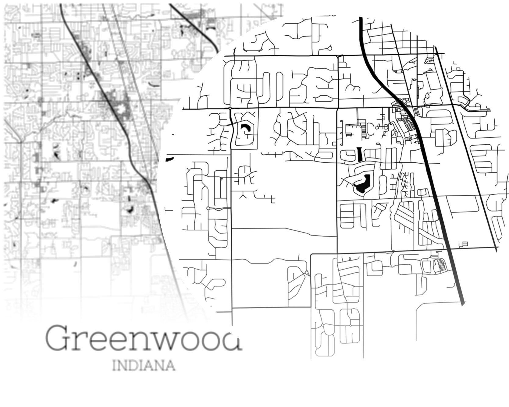 Greenwood Map INSTANT DOWNLOAD Greenwood Indiana City Map Etsy