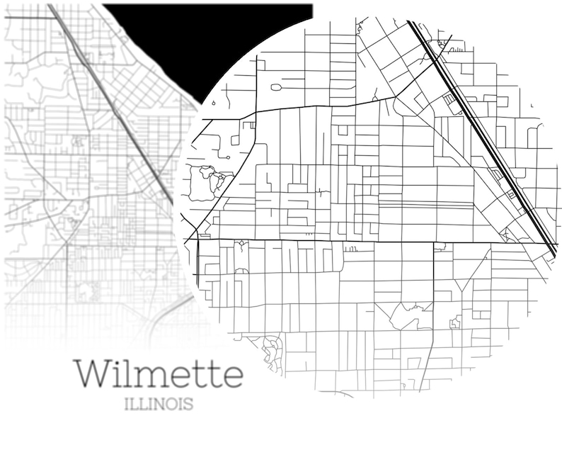 Wilmette City Map INSTANT DOWNLOAD Wilmette City Illinois Etsy