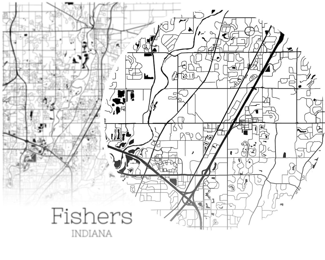 Fishers Map INSTANT DOWNLOAD Fishers Indiana City Map Etsy