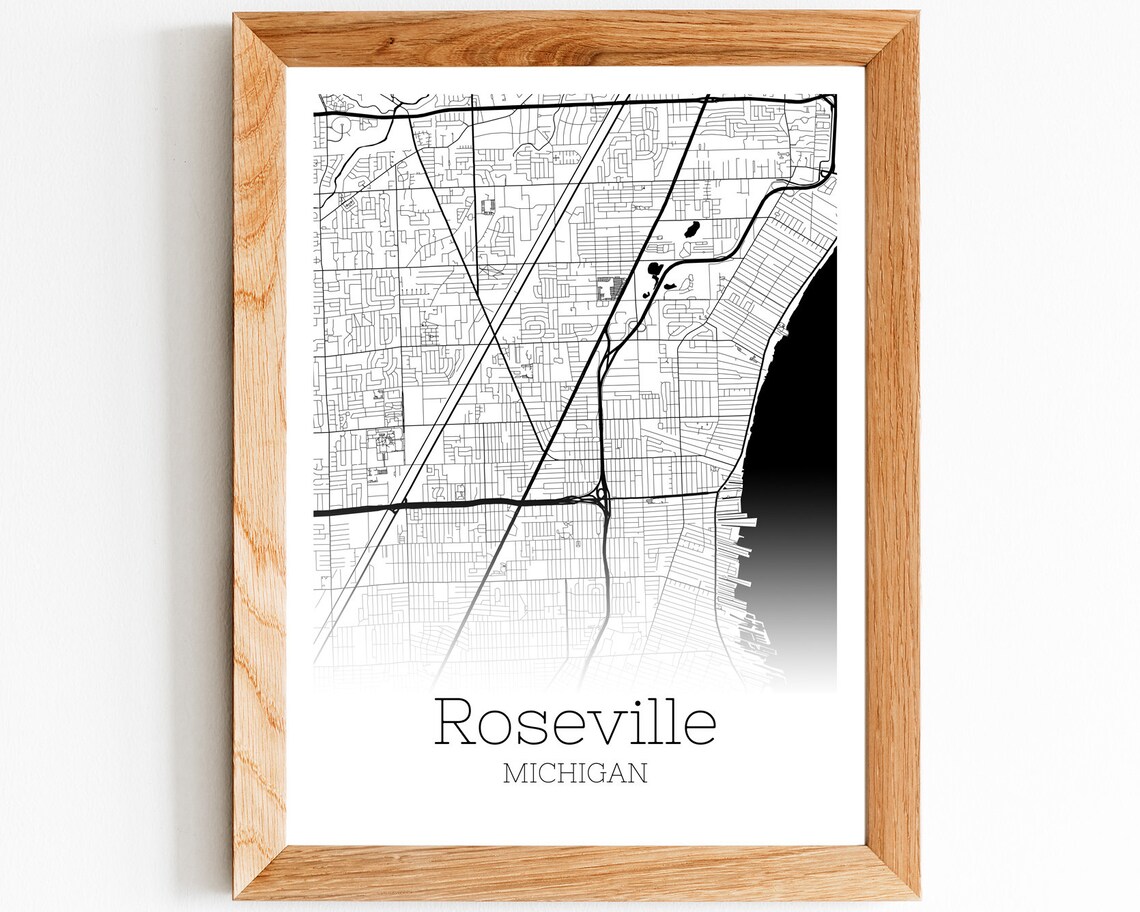 Roseville Map INSTANT DOWNLOAD Roseville Michigan City Map Etsy