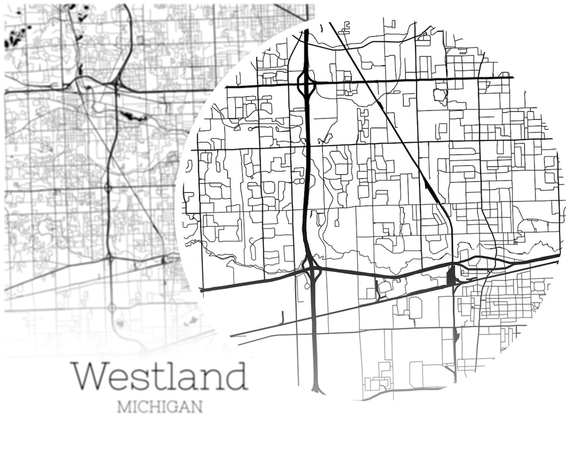 Westland Map INSTANT DOWNLOAD Westland Michigan City Map Etsy