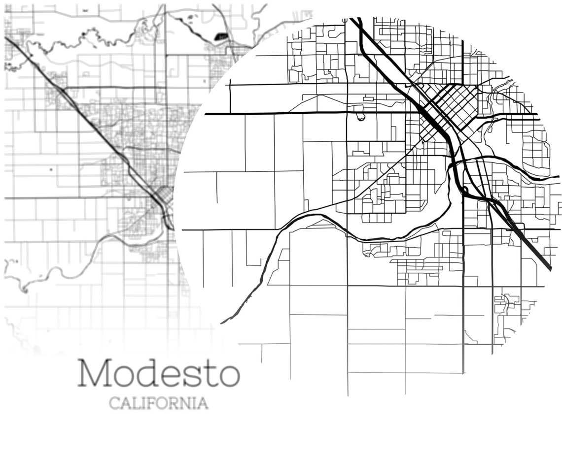 Modesto Map INSTANT DOWNLOAD Modesto California City Map Etsy Modesto Map INSTANT DOWNLOAD Modesto California City Map Etsy