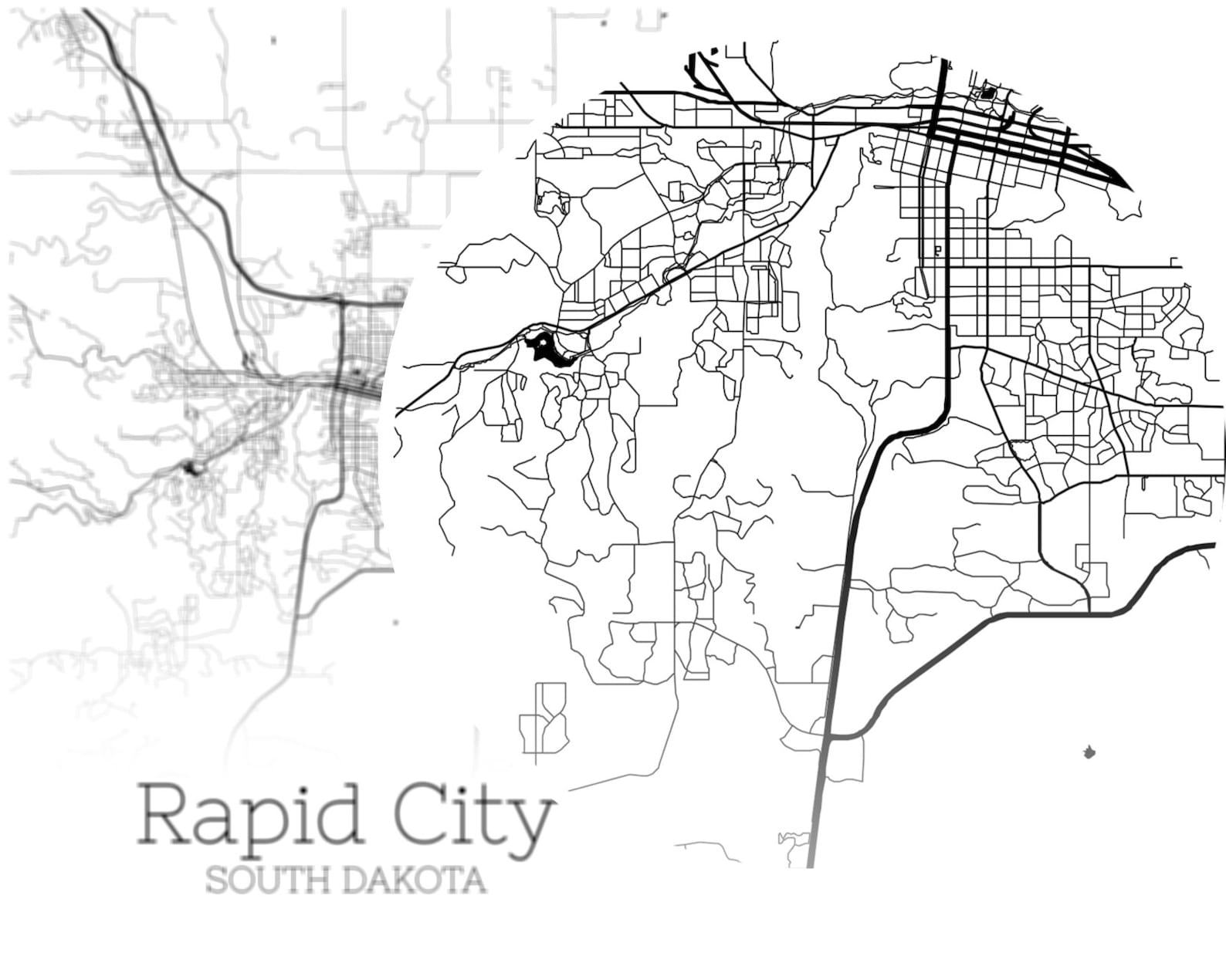 Rapid City Map INSTANT DOWNLOAD Rapid City South Dakota City Etsy