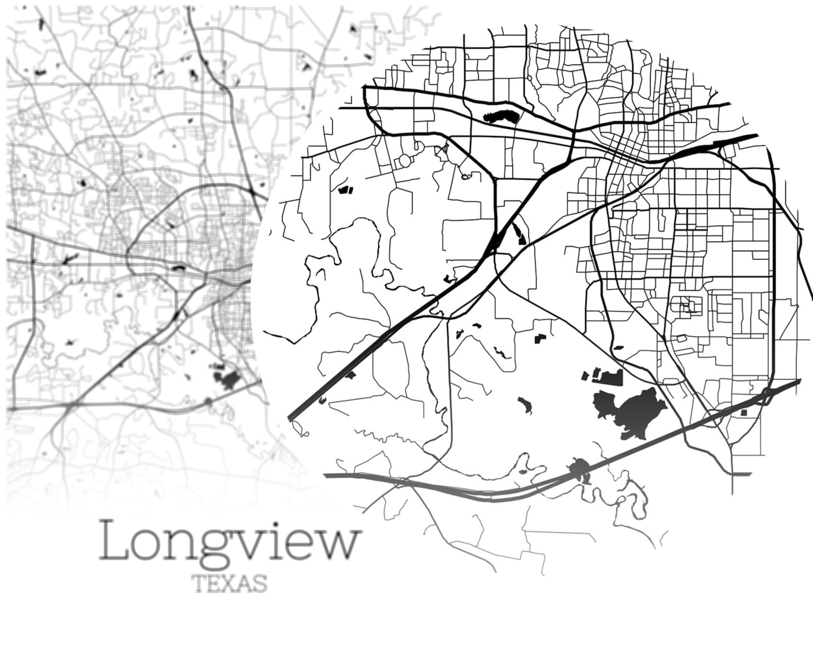 Longview Map INSTANT DOWNLOAD Longview Texas City Map Etsy