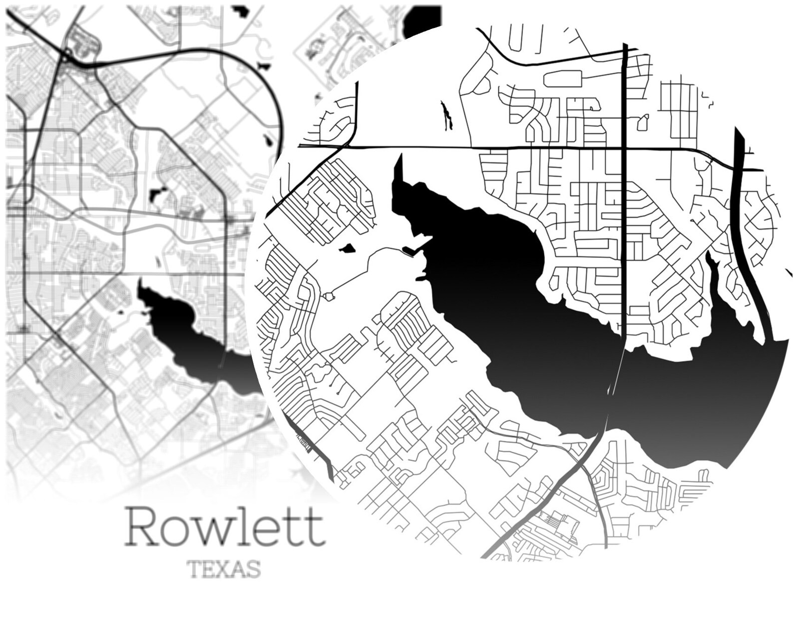 Rowlett Map INSTANT DOWNLOAD Rowlett Texas City Map Printable Etsy