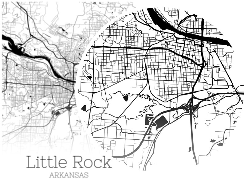 Little Rock Map INSTANT DOWNLOAD Little Rock Arkansas City Etsy