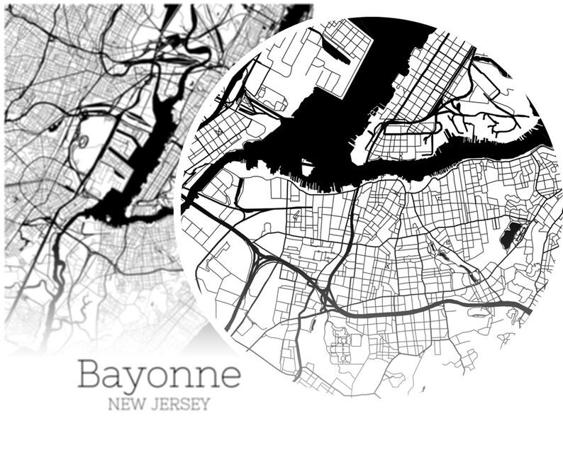 Bayonne Map INSTANT DOWNLOAD Bayonne New Jersey City Map Etsy