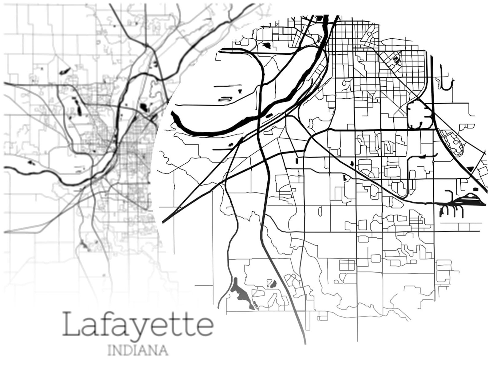 Lafayette Map INSTANT DOWNLOAD Lafayette Indiana City Map Etsy