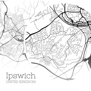Ipswich Map INSTANT DOWNLOAD Ipswich United Kingdom City Map | Etsy