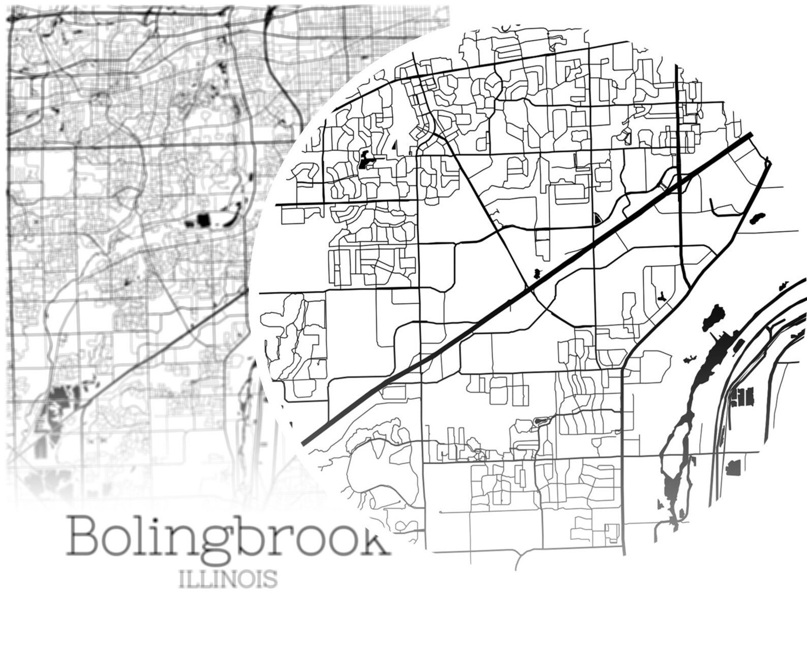 Bolingbrook Map INSTANT DOWNLOAD Bolingbrook Illinois City  Etsy