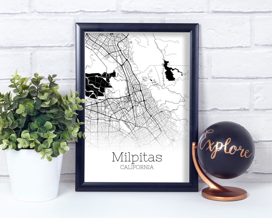 Milpitas Map INSTANT DOWNLOAD Milpitas California City Map  Etsy