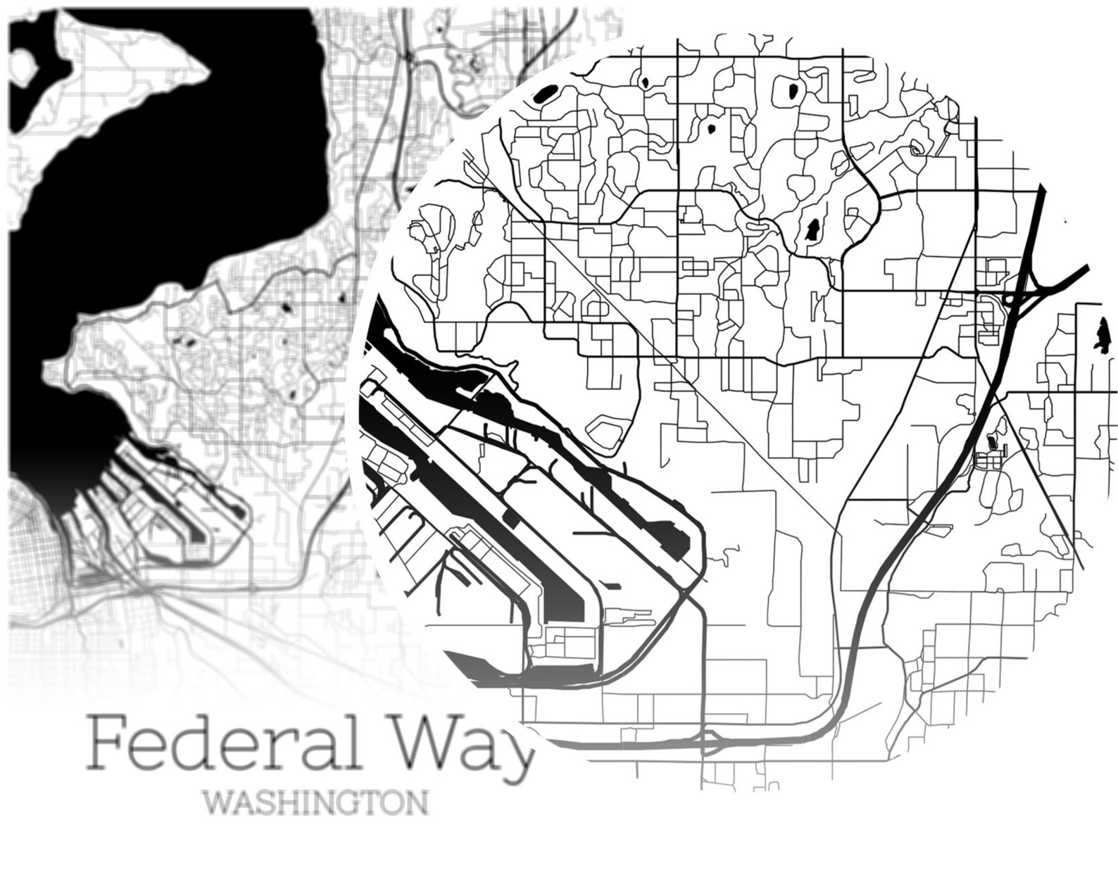 Federal Way Map INSTANT DOWNLOAD Federal Way Washington City Etsy