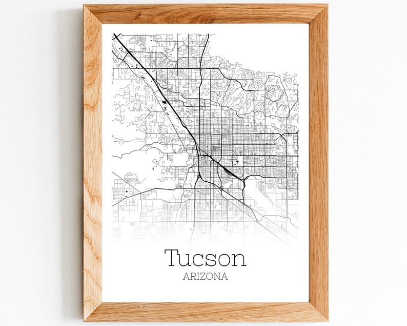 Tucson Map INSTANT DOWNLOAD Tucson Arizona City Map Printable | Etsy