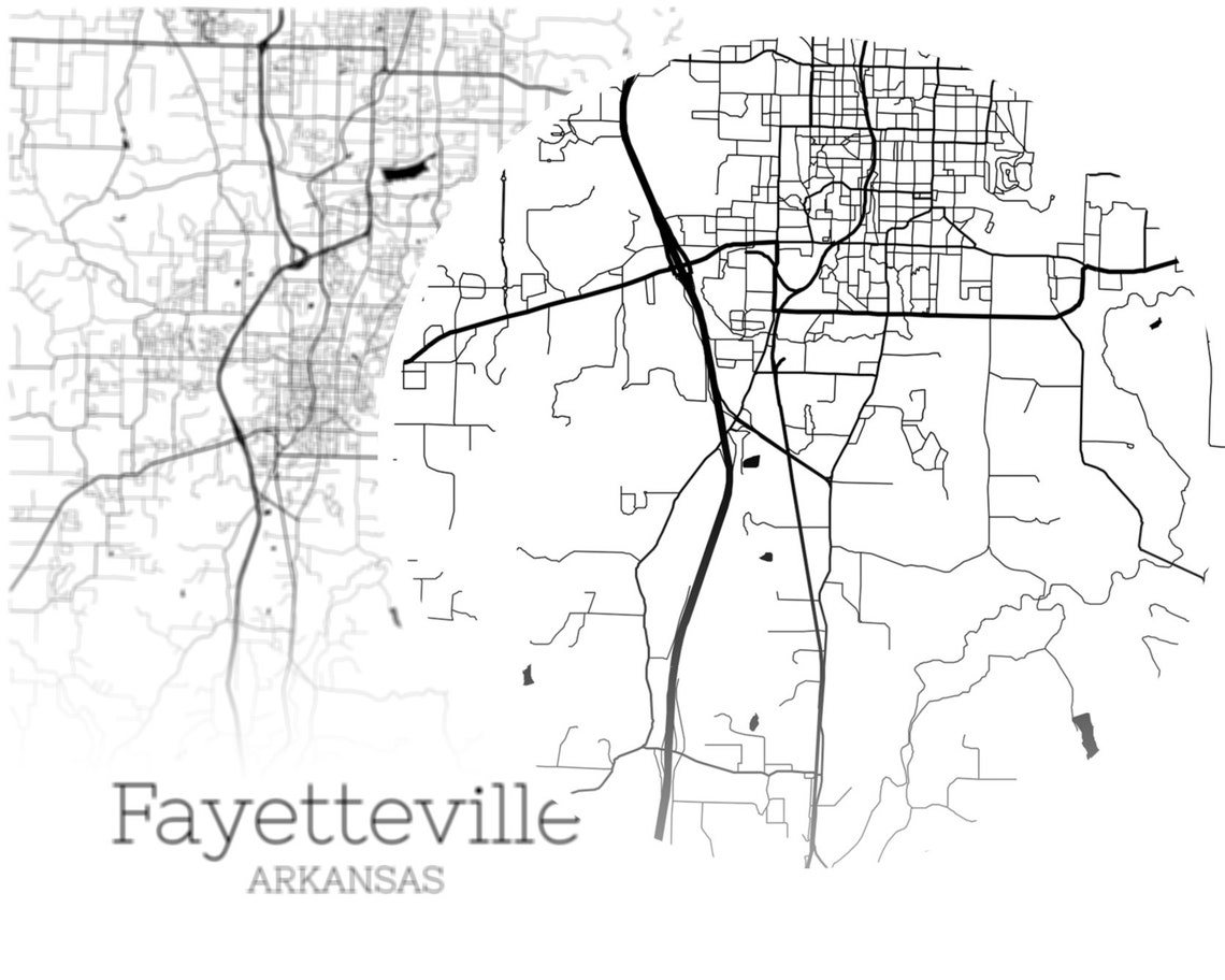 Fayetteville Map INSTANT DOWNLOAD Fayetteville Arkansas City Etsy