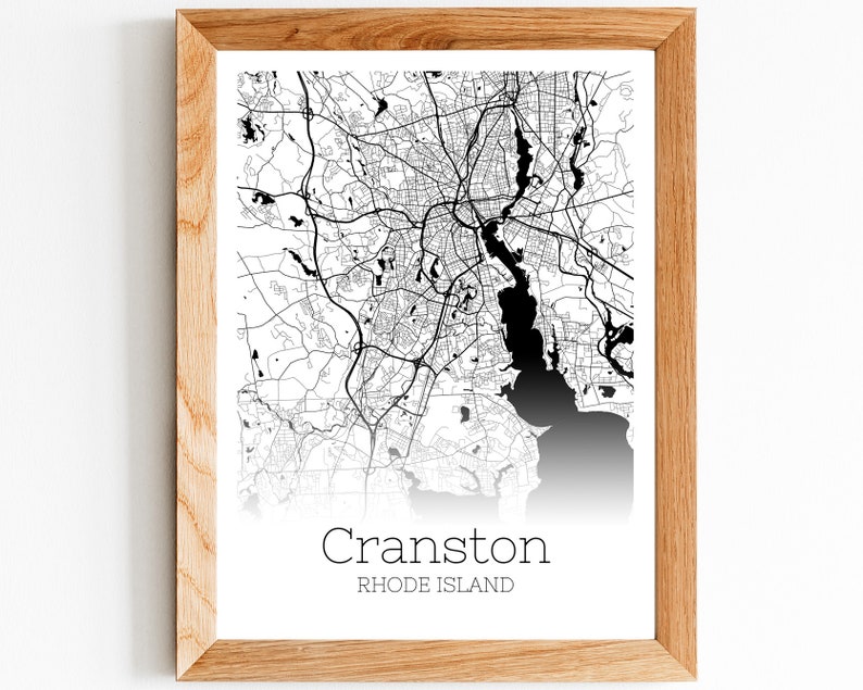 Cranston Map INSTANT DOWNLOAD Cranston Rhode Island City Map Etsy