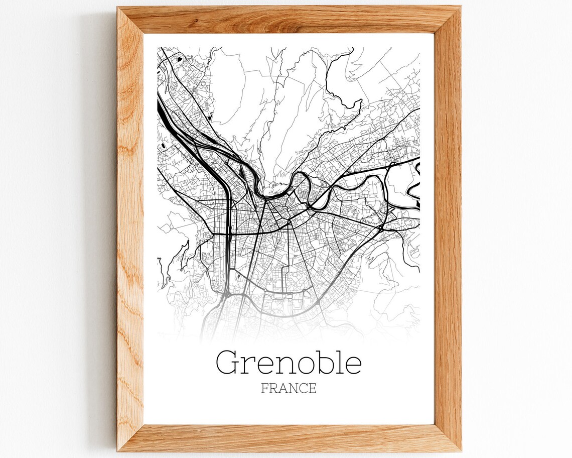 Grenoble Map INSTANT DOWNLOAD Grenoble France City Map | Etsy