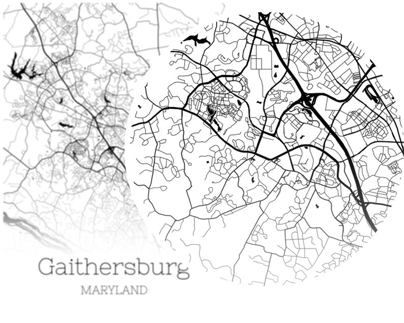 Gaithersburg Map INSTANT DOWNLOAD Gaithersburg Maryland City Etsy