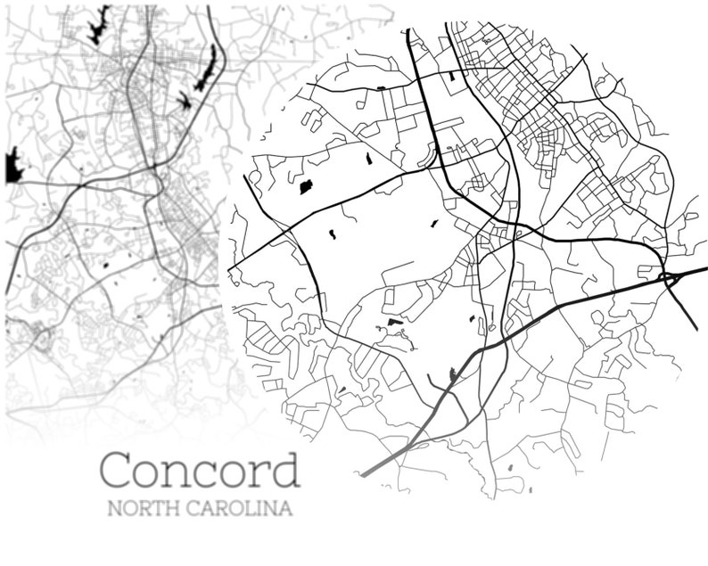 Concord Map INSTANT DOWNLOAD Concord North Carolina City Map Etsy