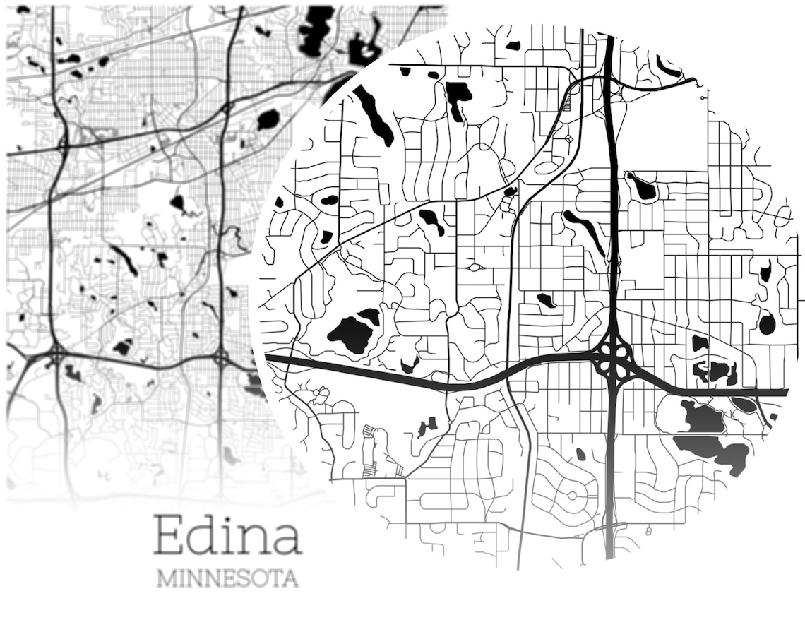 Edina Map INSTANT DOWNLOAD Edina Minnesota City Map Printable Etsy