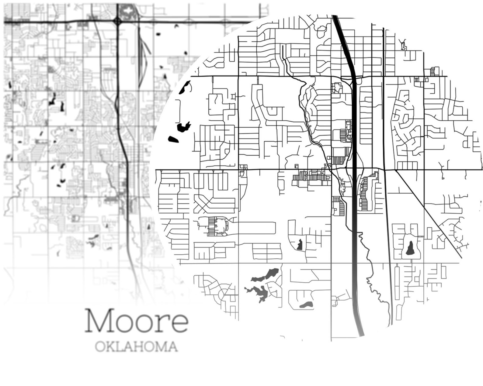 Moore Map INSTANT DOWNLOAD Moore Oklahoma City Map Printable  Etsy