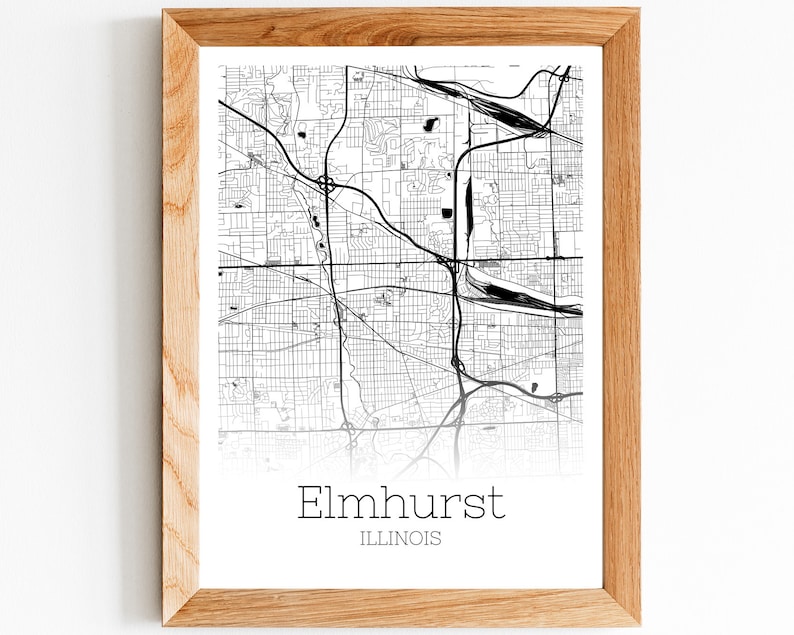 Elmhurst Map INSTANT DOWNLOAD Elmhurst Illinois City Map Etsy